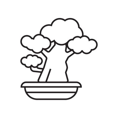 Bonsai simge vektör işareti ve beyaz arka plan üzerinde izole sembolü