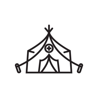 Çadır simge vektör işareti ve beyaz arka plan üzerinde T izole sembolü