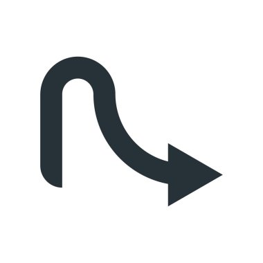 Sağ ok simge vektör işareti ve üzerinde beyaz backgr izole sembolü