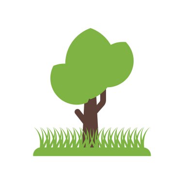 Ağaç simge vektör işareti ve beyaz arka plan üzerinde T izole sembolü