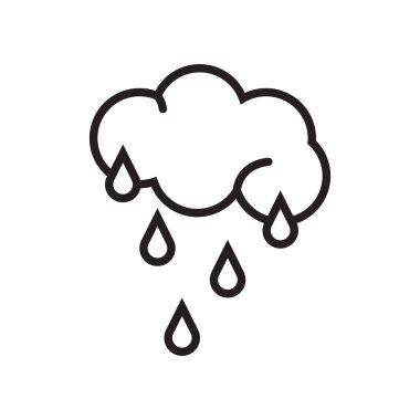 Yağmur simge vektör işareti ve beyaz arka plan üzerinde yağmur logo kavramı izole sembolü