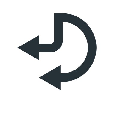 sol ok simge vektör işareti ve üzerinde beyaz backgro izole sembolü