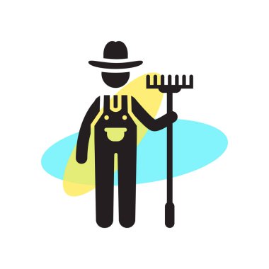 Çiftçi simge vektör işareti ve beyaz arka plan üzerinde izole sembolü,