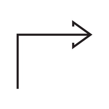 Turn sağ simge vektör işareti ve üzerinde beyaz backgro izole sembolü