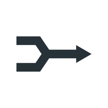 Sağ ok simge vektör işareti ve üzerinde beyaz backgr izole sembolü