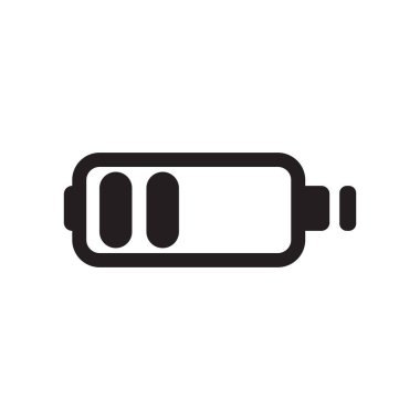 Yarım pil simgesi vektör işareti ve üzerinde beyaz backg izole sembolü