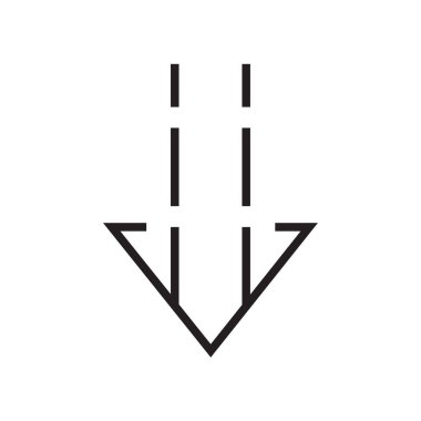 Aşağı ok simge vektör işareti ve üzerinde beyaz backgro izole sembolü