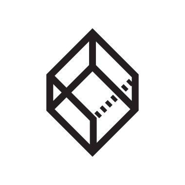 Küp geometrik şekil simge vektör işareti ve beyaz arka plan üzerinde küp geometrik şekil logo kavramı izole sembolü