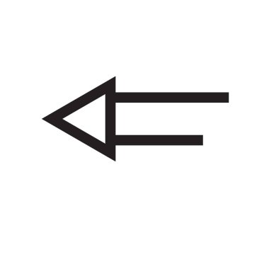 sol ok simge vektör işareti ve üzerinde beyaz backgro izole sembolü