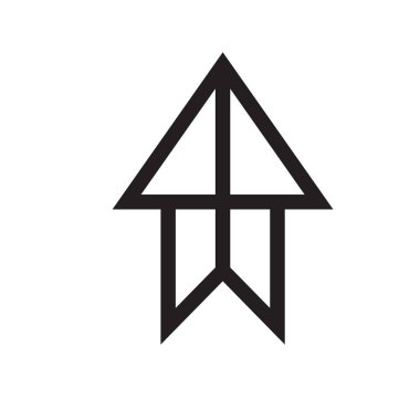 Ok simge vektör işareti ve üzerinde beyaz adam izole sembolü