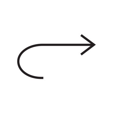 Sağ ok simge vektör işareti ve üzerinde beyaz backgr izole sembolü