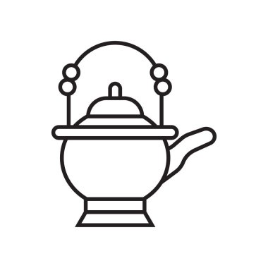 Çaydanlık simge vektör işareti ve beyaz arka plan üzerinde izole sembolü