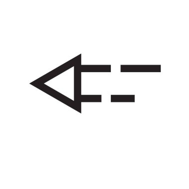 sol ok simge vektör işareti ve üzerinde beyaz backgro izole sembolü