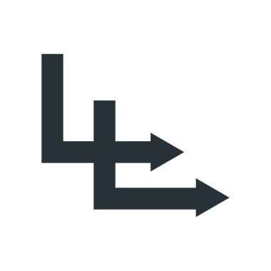 Sağ ok simge vektör işareti ve üzerinde beyaz backgr izole sembolü