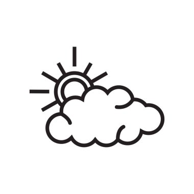 Bulutlu simge vektör işareti ve beyaz arka plan üzerinde bulutlu logo kavramı izole sembolü