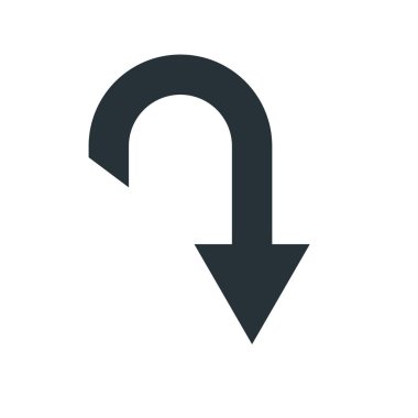 Aşağı ok simge vektör işareti ve üzerinde beyaz backgro izole sembolü