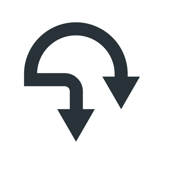 Знак вектора стрелки вниз и символ, изолированный на белом бэкгро — стоковый вектор