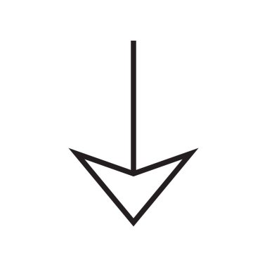 Aşağı ok simge vektör işareti ve üzerinde beyaz backgro izole sembolü