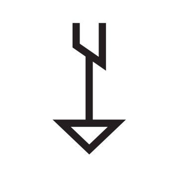 Aşağı ok simge vektör işareti ve üzerinde beyaz backgro izole sembolü