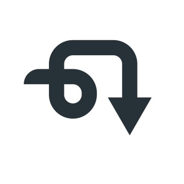 Aşağı ok simge vektör işareti ve üzerinde beyaz backgro izole sembolü