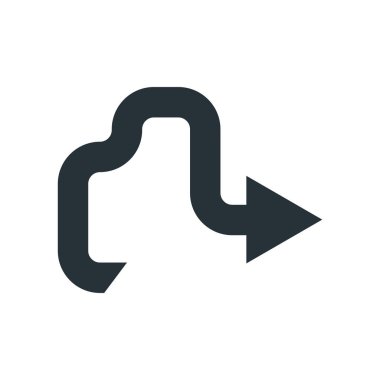 Sağ ok simge vektör işareti ve üzerinde beyaz backgr izole sembolü