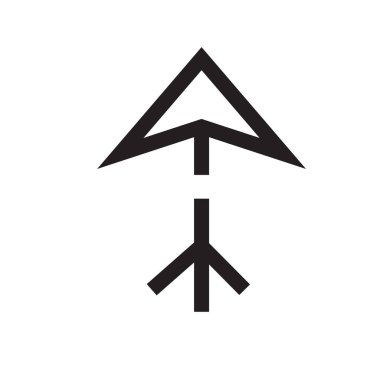 Ok simge vektör işareti ve üzerinde beyaz adam izole sembolü