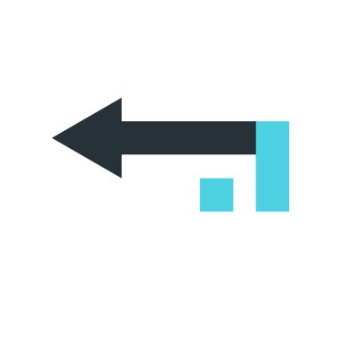 sol ok simge vektör işareti ve üzerinde beyaz backgro izole sembolü