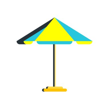 Güneş şemsiyesi simge vektör işareti ve üzerinde beyaz backg izole sembolü