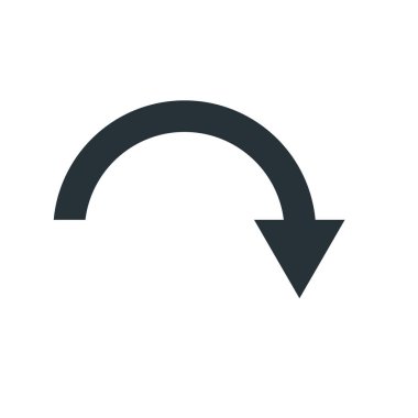 Aşağı ok simge vektör işareti ve üzerinde beyaz backgro izole sembolü