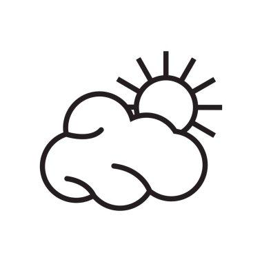 Bulutlu simge vektör işareti ve beyaz arka plan üzerinde bulutlu logo kavramı izole sembolü