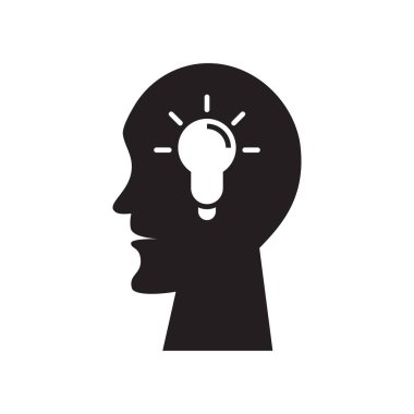 Yeni fikir simge vektör işareti ve üzerinde beyaz adam izole sembolü