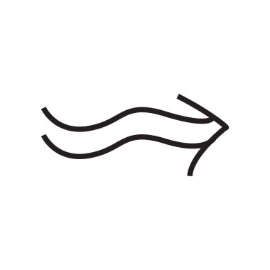 Undulating ok simgesi üzerinde izole beyaz arka plan web ve mobil uygulaması tasarımı, Undulating ok logo kavramı için vektör