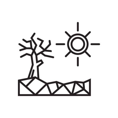 Kuraklık simge vektör işareti ve beyaz arka plan üzerinde izole sembolü