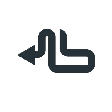 sol ok simge vektör işareti ve üzerinde beyaz backgro izole sembolü