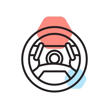 Direksiyon simidi simge vektör işareti ve üzerinde beyaz bac izole sembolü