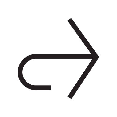 Sağ ok simge vektör işareti ve üzerinde beyaz backgr izole sembolü