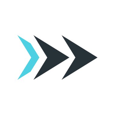 Sağ ok simge vektör işareti ve üzerinde beyaz backgr izole sembolü