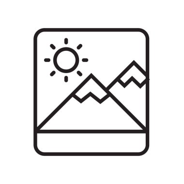 Resim simge vektör işareti ve beyaz arka plan üzerinde izole sembolü, 