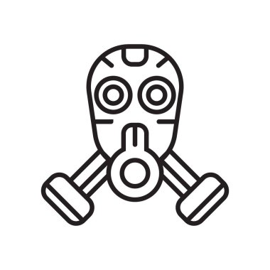 Gaz maskesi simge vektör işareti ve üzerinde beyaz adam izole sembolü