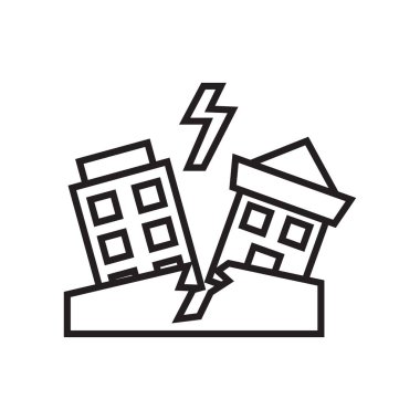 Deprem simge vektör işareti ve üzerinde beyaz backgro izole sembolü