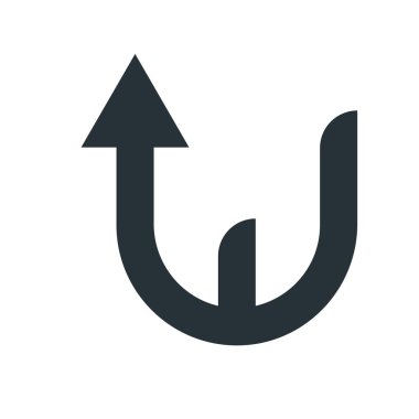 Ok simge vektör işareti ve üzerinde beyaz adam izole sembolü