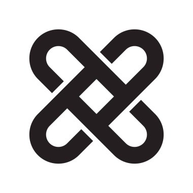 Birbirine simge vektör işareti ve üzerinde beyaz backg izole sembolü