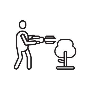 Bahçıvan simge vektör işareti ve üzerinde beyaz adam izole sembolü