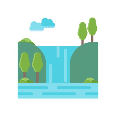 Şelale simge vektör işareti ve üzerinde beyaz backgrou izole sembolü