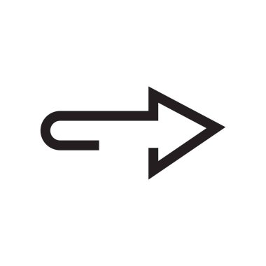 Sağ ok simge vektör işareti ve üzerinde beyaz backgr izole sembolü