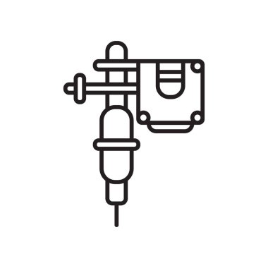 Dövme makinesi simge vektör işareti ve üzerinde beyaz bac izole sembolü