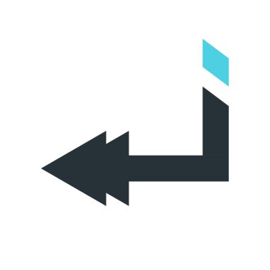 sol ok simge vektör işareti ve üzerinde beyaz backgro izole sembolü