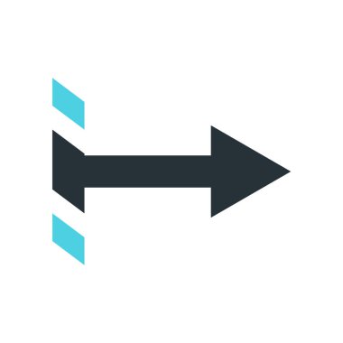 Sağ ok simge vektör işareti ve üzerinde beyaz backgr izole sembolü