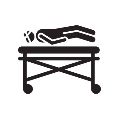 Hastane yatak simge vektör işareti ve üzerinde beyaz backg izole sembolü