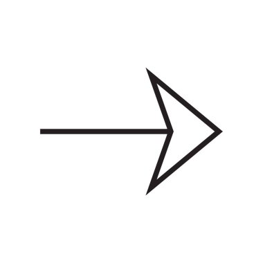 Sağ ok simge vektör işareti ve üzerinde beyaz backgr izole sembolü